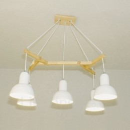 5 Light Wood Modern, kortárs függőlámpa vasernyővel