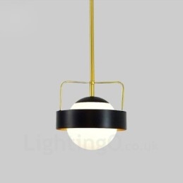 1 Light Modern modern mennyezeti lámpák Rézbevonatú függőlámpa fehér és fekete golyós üvegernyővel