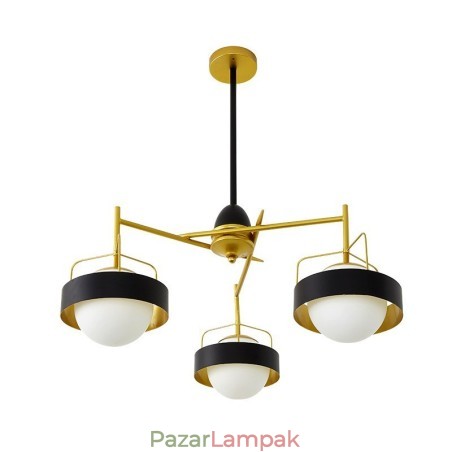 3 könnyű, modern, modern mennyezeti lámpa Rézbevonatú csillár fehér és fekete golyós ernyővel 3 könnyű, modern, modern mennyezeti lámpa Rézbevonatú csillár fehér és fekete golyós ernyővel