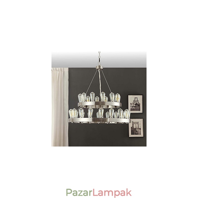 Vintage mini stílusú króm fém csillár