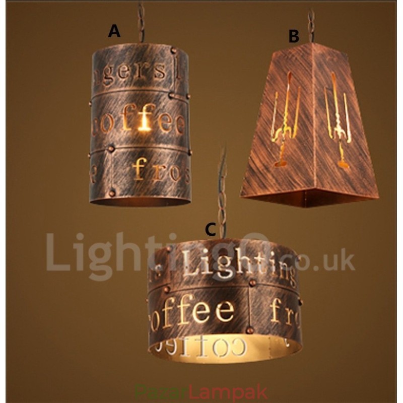 1 Light Retro Vintage függőlámpa Cafe House függőlámpa