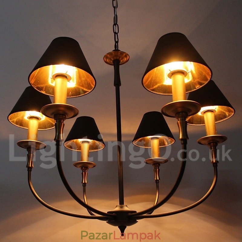6 Világos rusztikus retro kortárs gyertya stílusú csillár