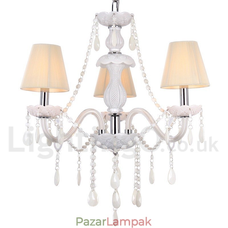 3 Világos fehér K9 kristály gyertya stílusú csillár