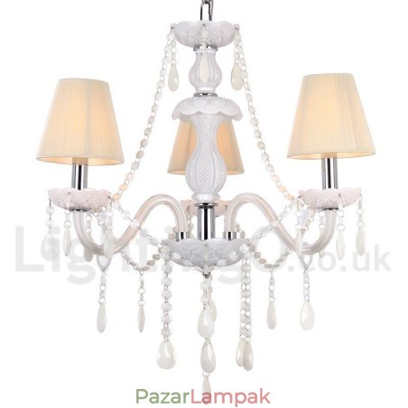 3 Világos fehér K9 kristály gyertya stílusú csillár