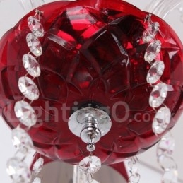 6 Világospiros K9 Crystal Candle stílusú csillár