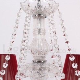 6 Világospiros K9 Crystal Candle stílusú csillár