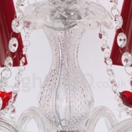 6 Világospiros K9 Crystal Candle stílusú csillár
