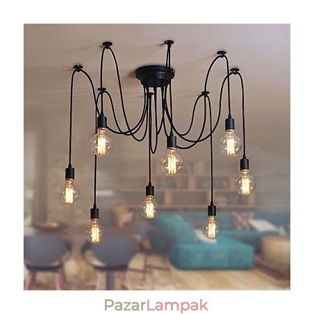 8 Fény Csillár Függeszték Hagyományos Klasszikus Retro Metal