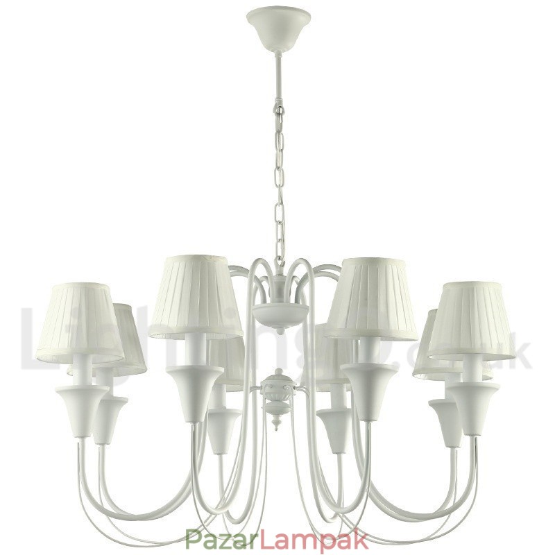 8 Világos fehér, retro gyertya stílusú csillár