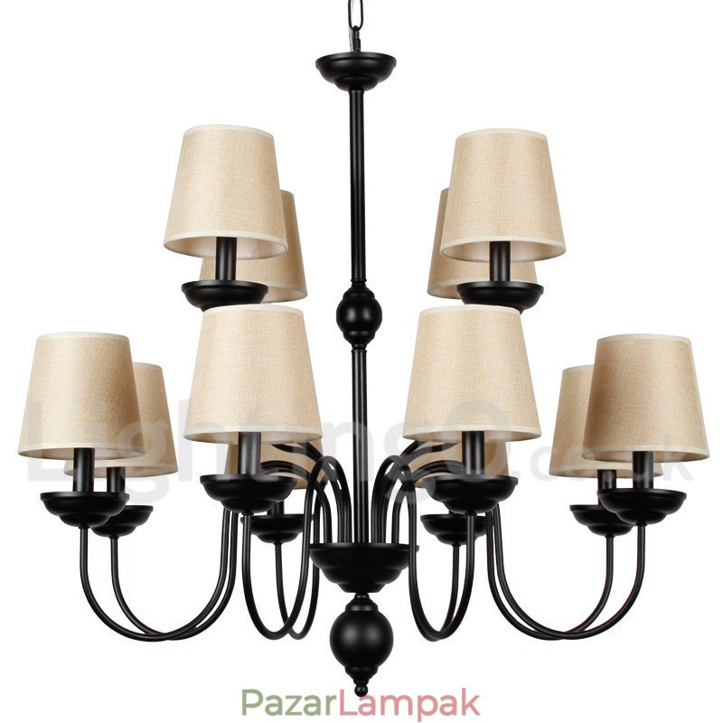 12 világos rusztikus 2 szintes retro kortárs gyertya stílusú csillár