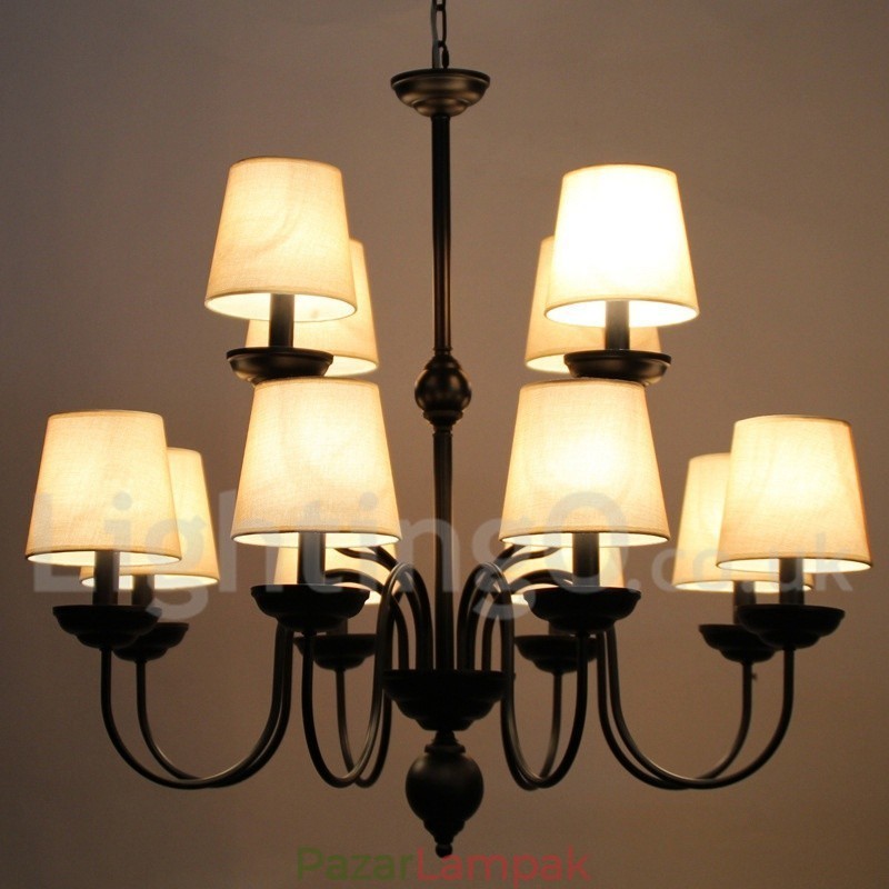 12 világos rusztikus 2 szintes retro kortárs gyertya stílusú csillár