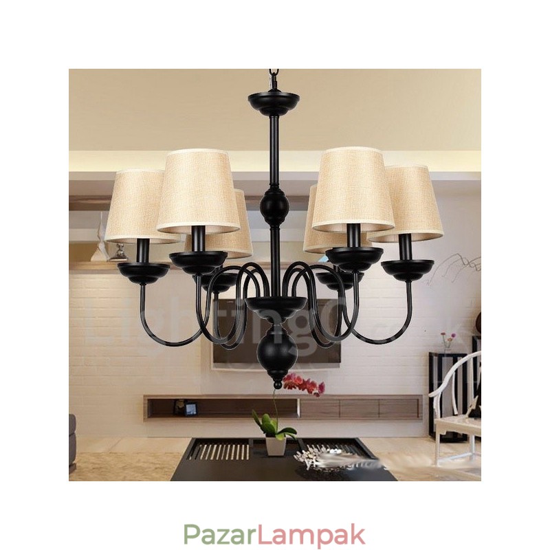 6 Világos rusztikus retro kortárs gyertya stílusú csillár