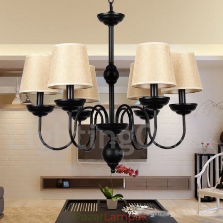 6 Világos rusztikus retro kortárs gyertya stílusú csillár