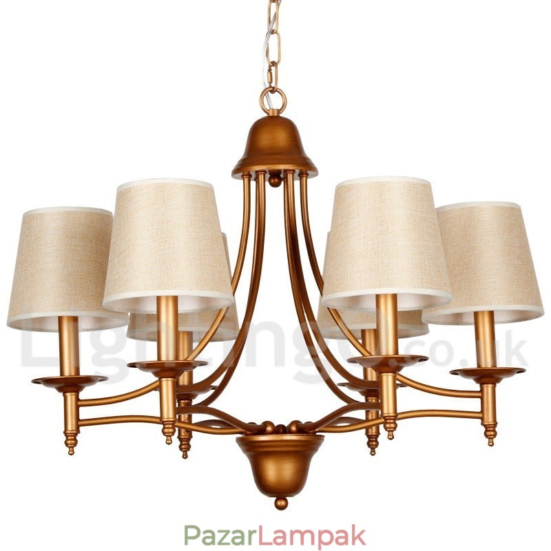 6 Világos rusztikus retro mediterrán stílusú gyertya stílusú csillár