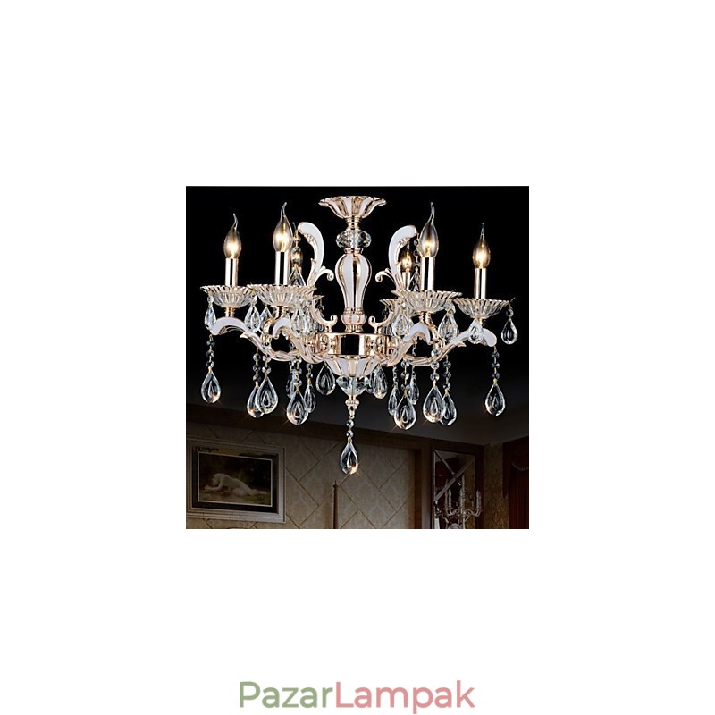 Európai stílusú luxus Candle Crystal Pendant cink ötvözet lámpák