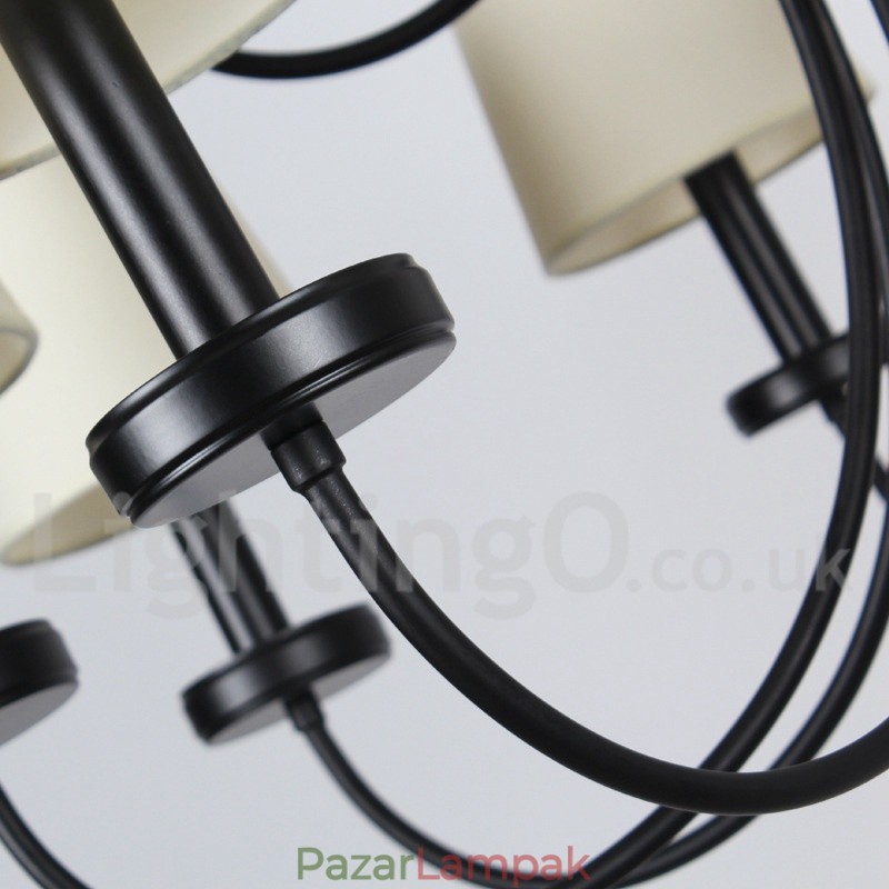 3 Világos retro kortárs fekete gyertya stílusú csillár