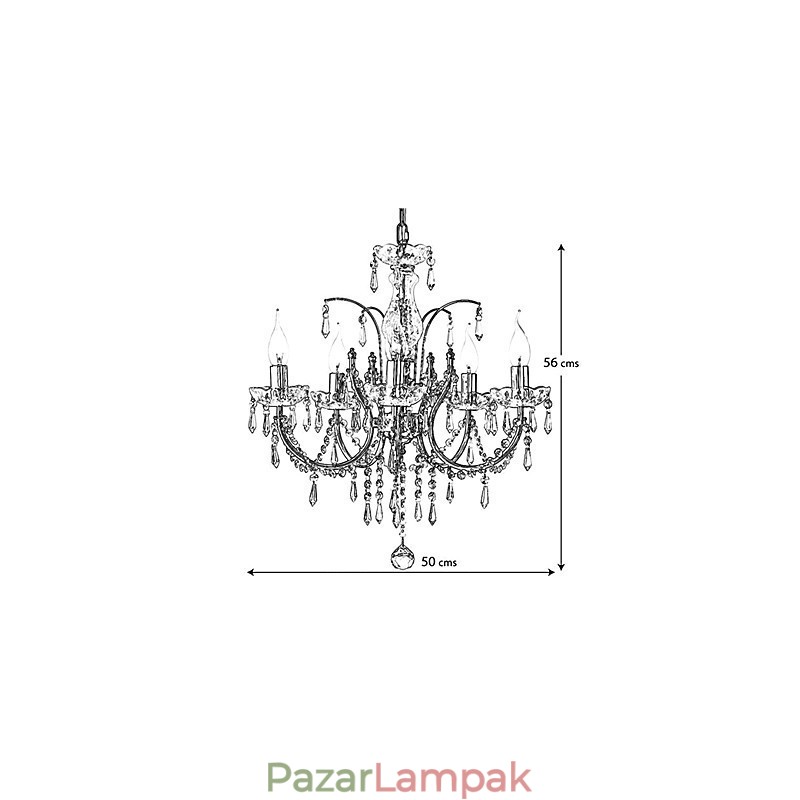 Elegáns kristálycsillár 5 lámpával