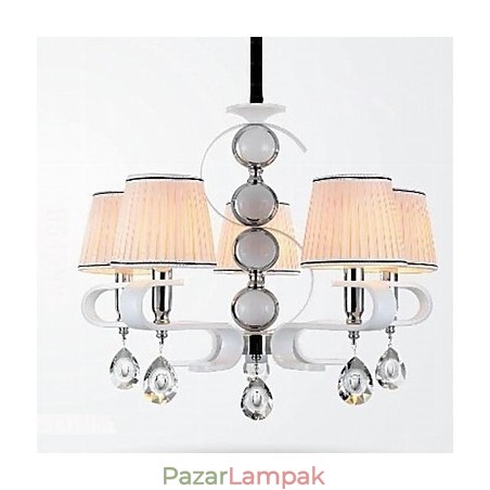 Fabric Chandelier 5 Light High Grade lámpa fehér jade ezüst gyűrű Fabric Chandelier 5 Light High Grade lámpa fehér jade ezüst gyűrű