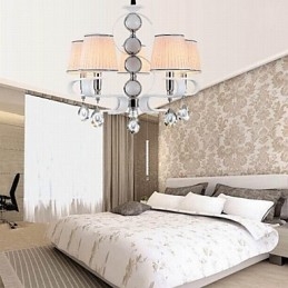 Fabric Chandelier 5 Light High Grade lámpa fehér jade ezüst gyűrű