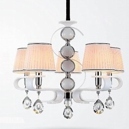 Fabric Chandelier 5 Light High Grade lámpa fehér jade ezüst gyűrű