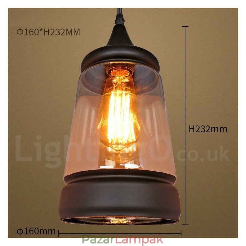 Európai Retro Lounge üveg függőlámpa