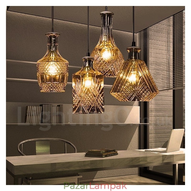 1 Light Rusztikus Lodge üveg kávézó függőlámpa