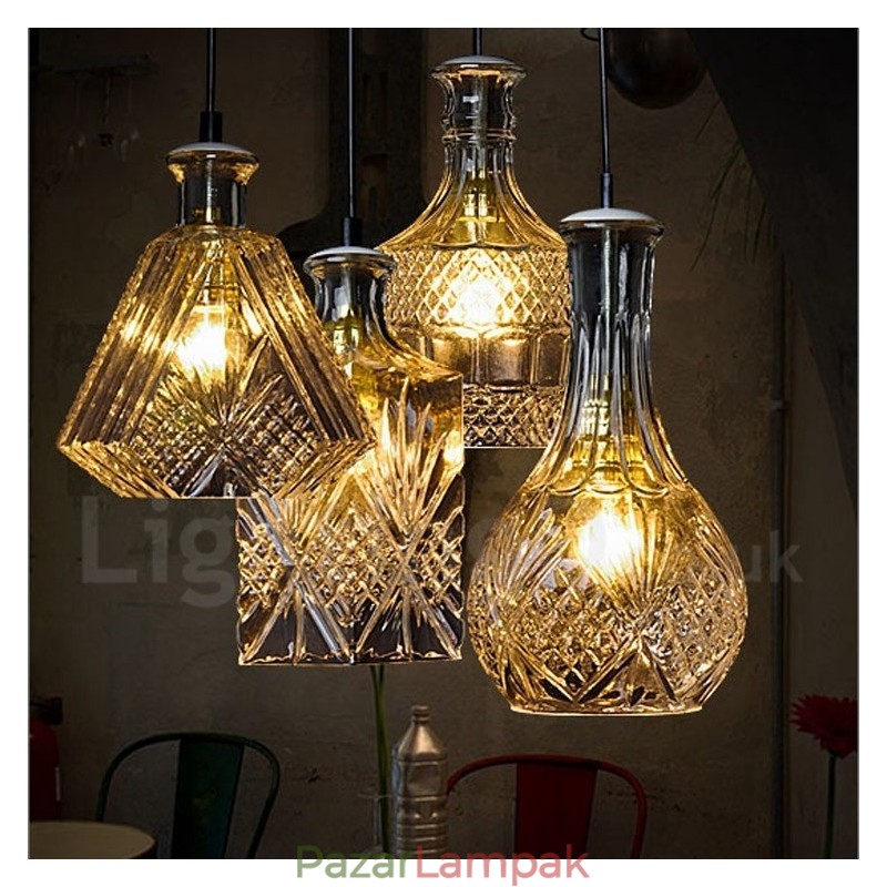 1 Light Rusztikus Lodge üveg kávézó függőlámpa
