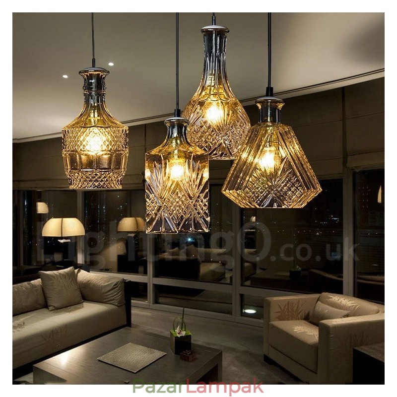 1 Light Rusztikus Lodge üveg kávézó függőlámpa