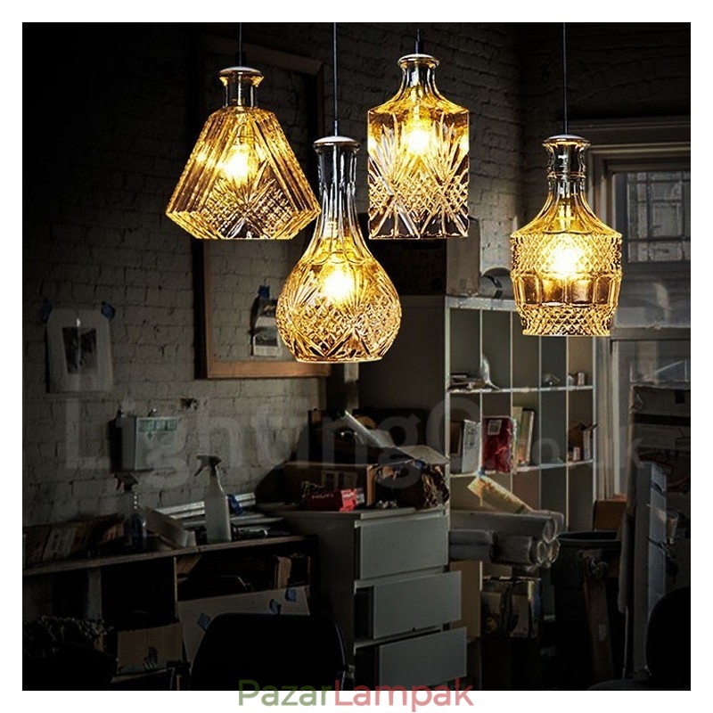 1 Light Rusztikus Lodge üveg kávézó függőlámpa