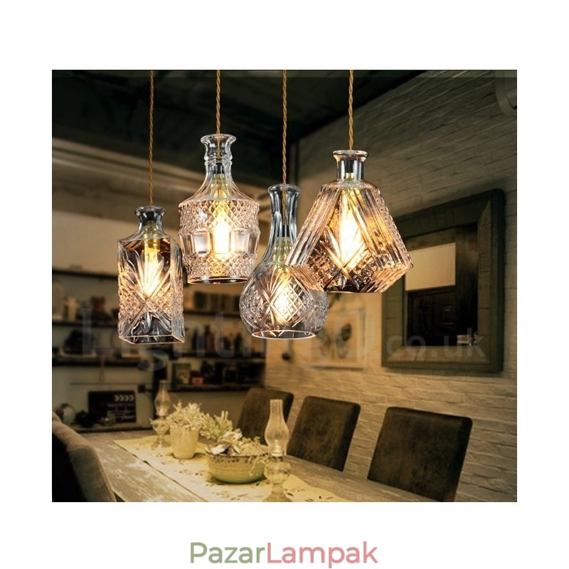 1 Light Rusztikus Lodge üveg kávézó függőlámpa