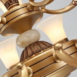6 Light Retro hagyományos cink ötvözet Luxus előcsarnoki csillár üvegernyővel