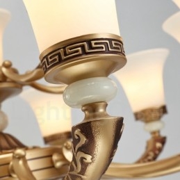 8 Könnyű Retro Hagyományos Cink ötvözet Luxus Lobby csillár üvegernyővel