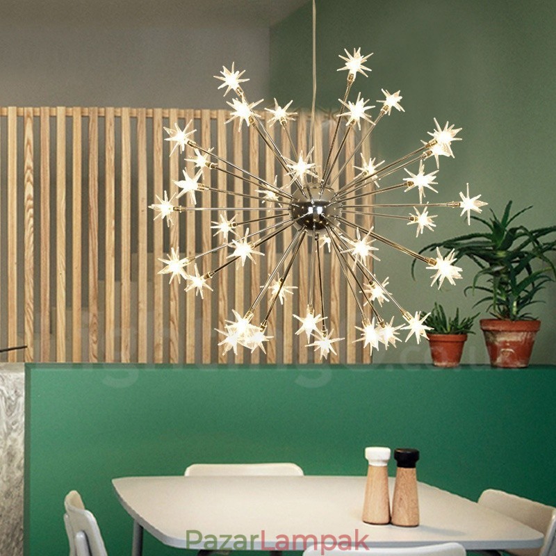 32 Light Modern kortárs acél függőlámpa üvegernyővel
