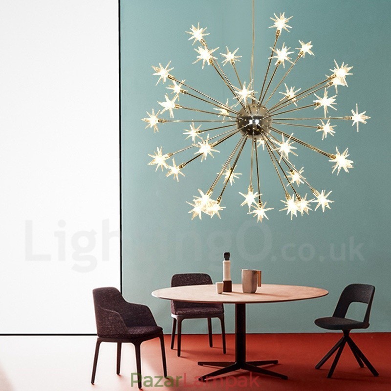 32 Light Modern kortárs acél függőlámpa üvegernyővel