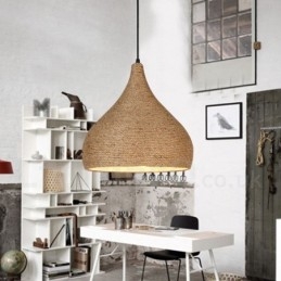 1 Light Retro rusztikus kender kötélfüggő lámpa kender kötélernyővel