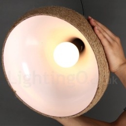 1 Light Retro rusztikus kender kötélfüggő lámpa kender kötélernyővel