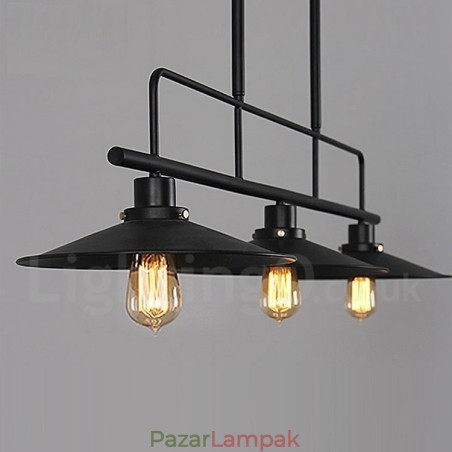 3 Light Retro rusztikus acél függőlámpa acél ernyővel 3 Light Retro rusztikus acél függőlámpa acél ernyővel