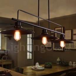 3 Light Retro rusztikus acél függőlámpa acél ernyővel