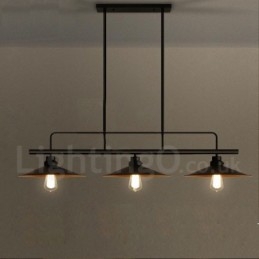 3 Light Retro rusztikus acél függőlámpa acél ernyővel