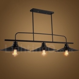 3 Light Retro rusztikus acél függőlámpa acél ernyővel