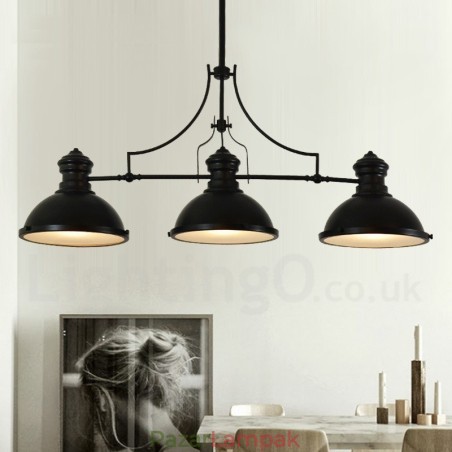 3 Light Retro rusztikus acél függőlámpa acél ernyővel 3 Light Retro rusztikus acél függőlámpa acél ernyővel