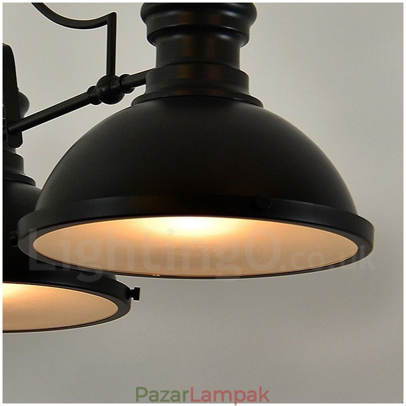 3 Light Retro rusztikus acél függőlámpa acél ernyővel