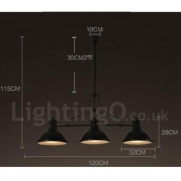 3 Light Retro rusztikus acél függőlámpa acél ernyővel