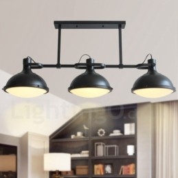 3 Light Retro rusztikus acél függőlámpa üvegernyővel