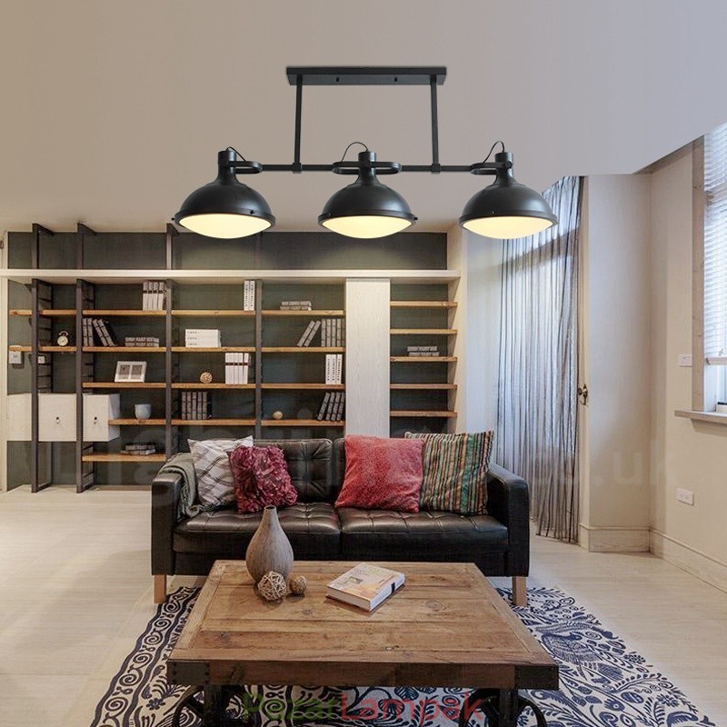 3 Light Retro rusztikus acél függőlámpa üvegernyővel