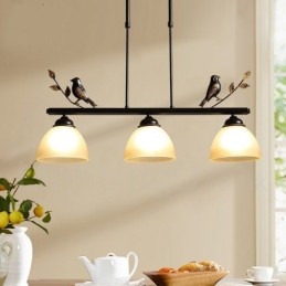 3 Light Retro rusztikus acél függőlámpa üvegernyővel