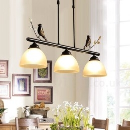 3 Light Retro rusztikus acél függőlámpa üvegernyővel