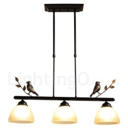 3 Light Retro rusztikus acél függőlámpa üvegernyővel