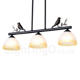 3 Light Retro rusztikus acél függőlámpa üvegernyővel