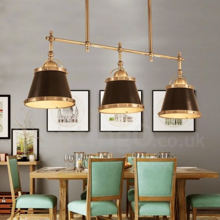 3 Light Retro rusztikus luxus sárgaréz függőlámpa sárgaréz ernyővel 3 Light Retro rusztikus luxus sárgaréz függőlámpa sárgaréz ernyővel